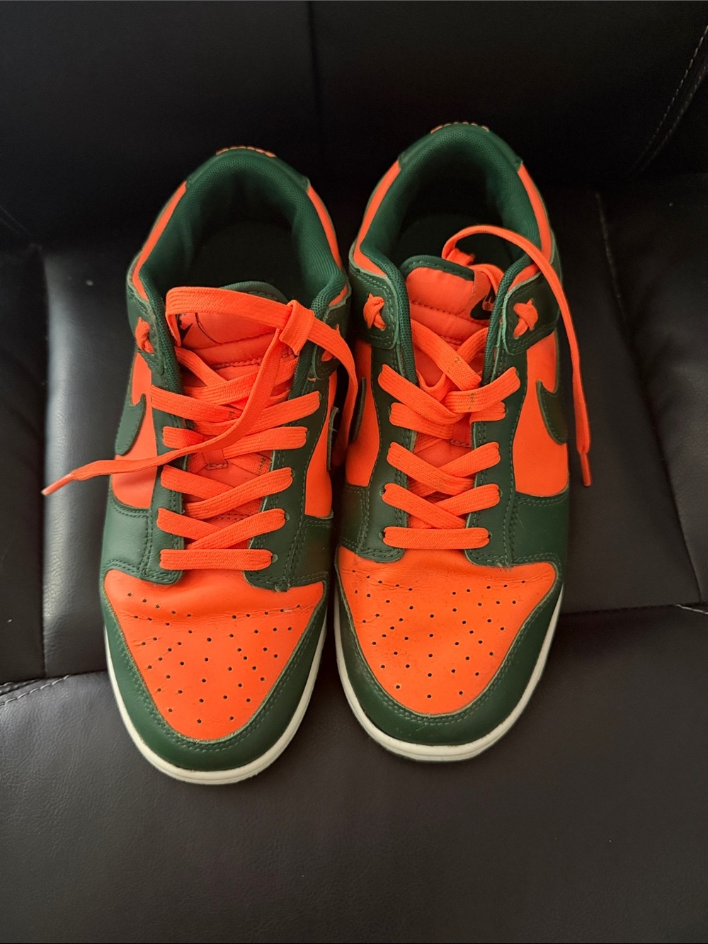Orange and Green Nike dunks Low-Top Sneakers Miami hurricanes